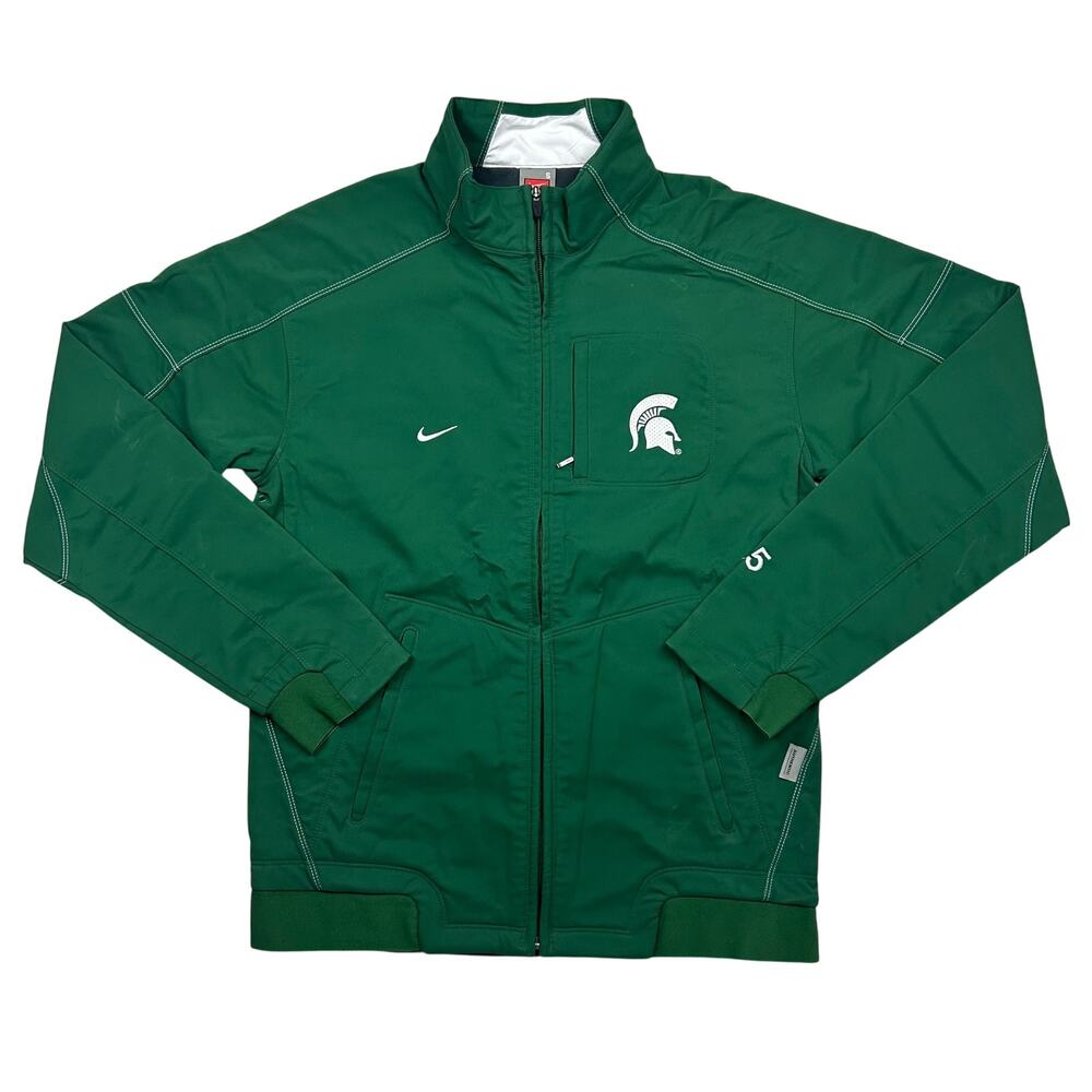 Nike Michigan State Spartans Mens Small Full Zip Jacket Green Embroidered #5